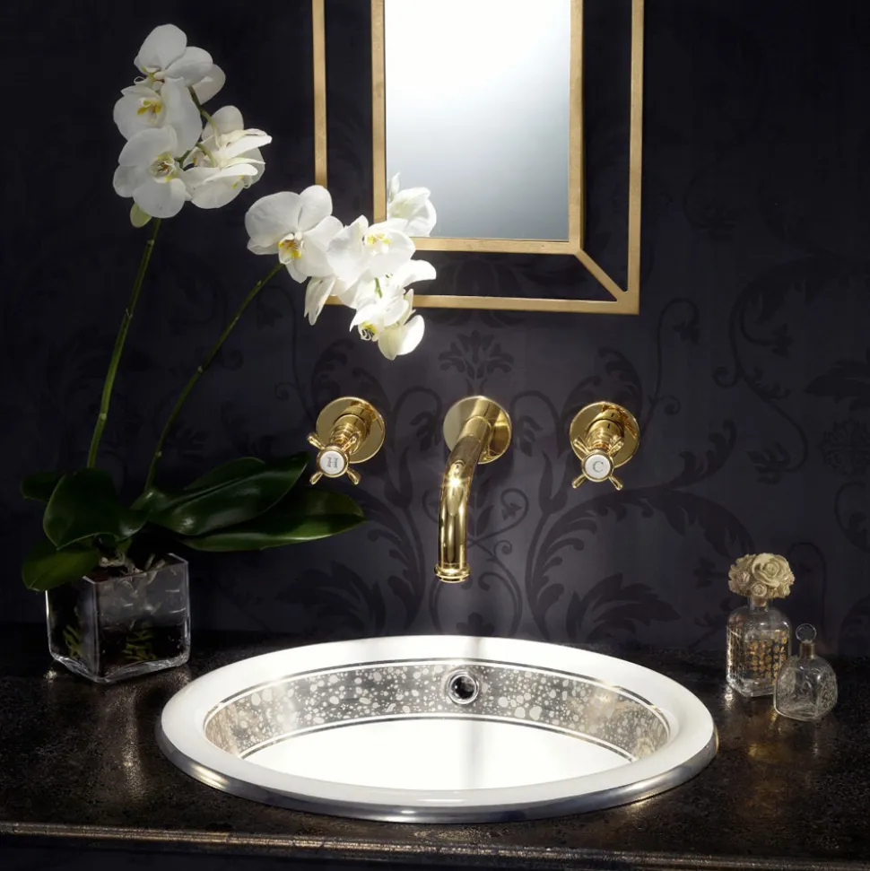 Lavabo Semincasso in Fire Clay con Banda in Diverse Finiture - Botticino