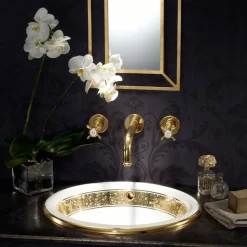 Lavabo Semincasso in Fire Clay con Banda in Diverse Finiture - Botticino