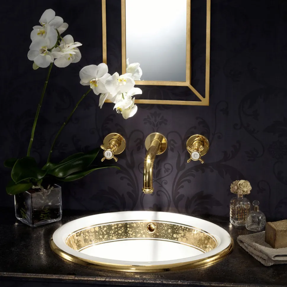 Lavabo Semincasso in Fire Clay con Banda in Diverse Finiture - Botticino