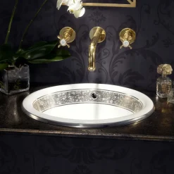 Lavabo Semincasso in Fire Clay con Banda in Diverse Finiture - Botticino