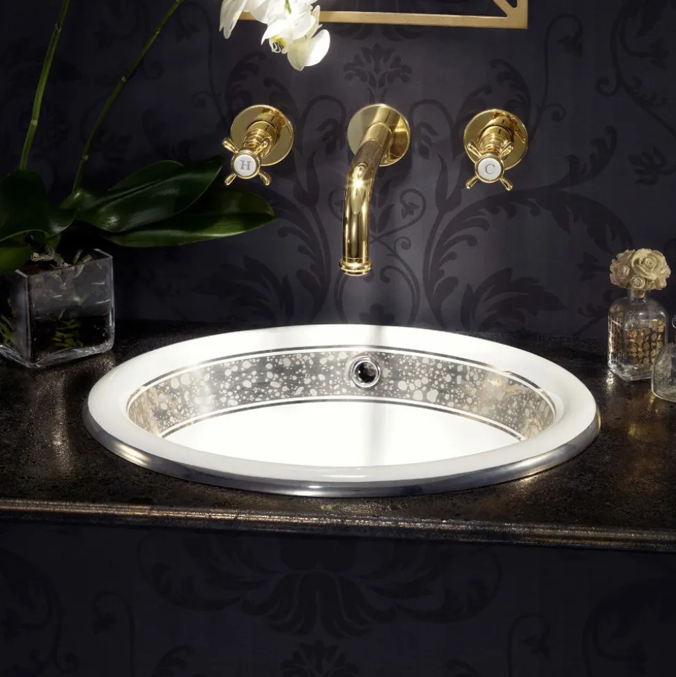 Lavabo Semincasso in Fire Clay con Banda in Diverse Finiture - Botticino