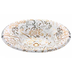 Lavabo Semincasso in Fire Clay con Spirale d'Oro Made in Italy - Principe