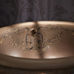 Lavabo Semincasso in Fire Clay Marrone Araldica Made in Italy - Botticino