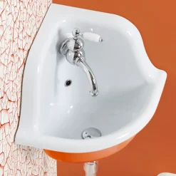 Lavabo Sospeso Angolare in Ceramica Bianca e Colorata 42 cm - Angelino
