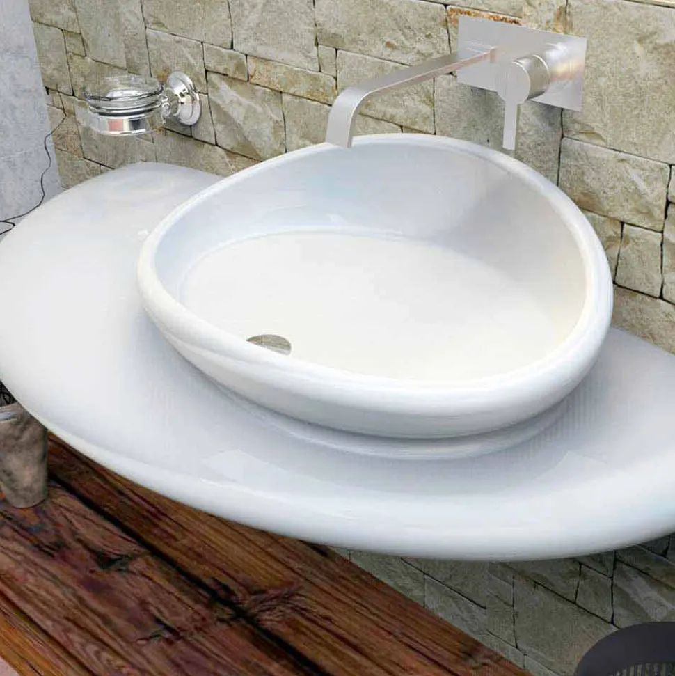 Lavabo sospeso dal design moderno Stone fatto in Italia