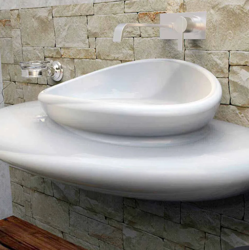 Lavabo sospeso dal design moderno Stone fatto in Italia