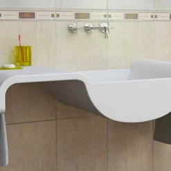 Lavabo sospeso design moderno bianco Onda made in Italy