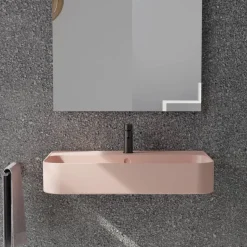 Lavabo Sospeso in Ceramica con Porta Asciugamani Opzionale Made in Italy - Graffa