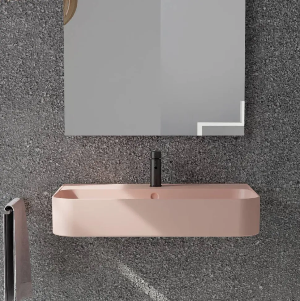 Lavabo Sospeso in Ceramica con Porta Asciugamani Opzionale Made in Italy - Graffa