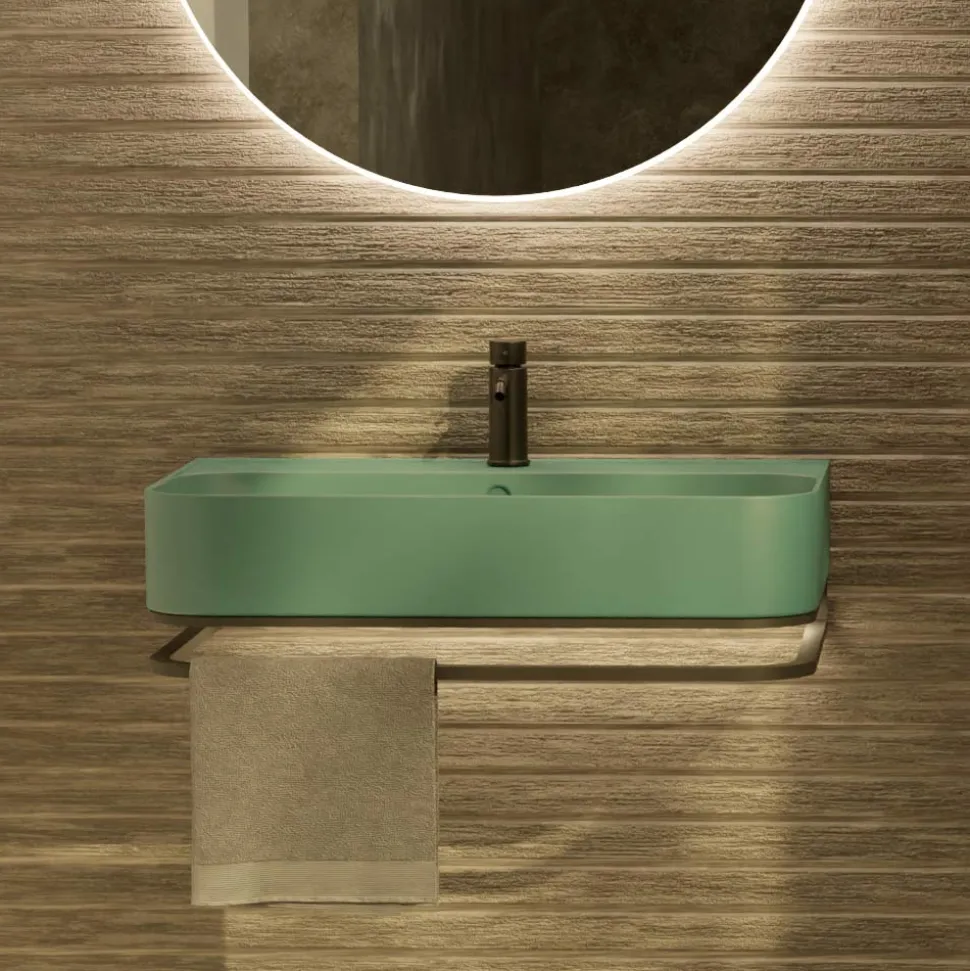 Lavabo Sospeso in Ceramica con Porta Asciugamani Opzionale Made in Italy - Graffa