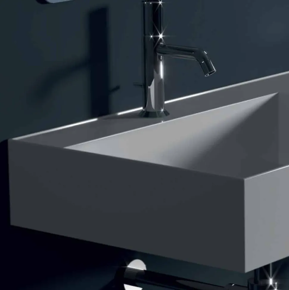 Lavabo sospeso in ceramica design moderno Sun 120x45 cm made in Italy
