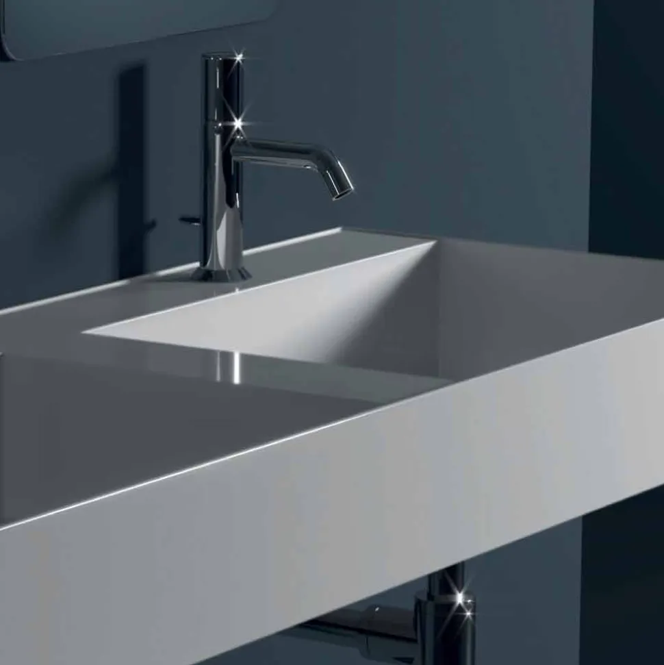 Lavabo sospeso in ceramica design moderno Sun 120x45 cm made in Italy