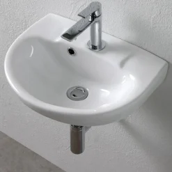 Lavabo Sospeso Monoforo in Ceramica Bianca dal Design Classico - Silice