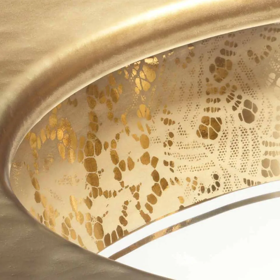 Lavabo sottopiano in fire clay e oro fatto a mano in Italia, Egeo