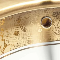 Lavabo sottopiano in fire clay e oro fatto a mano in Italia, Egeo