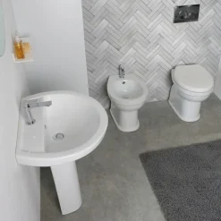 Lavabo su Colonna Monoforo in Ceramica Bianca dal Design Classico - Silice