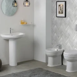 Lavabo su Colonna Monoforo in Ceramica Bianca dal Design Classico - Silice