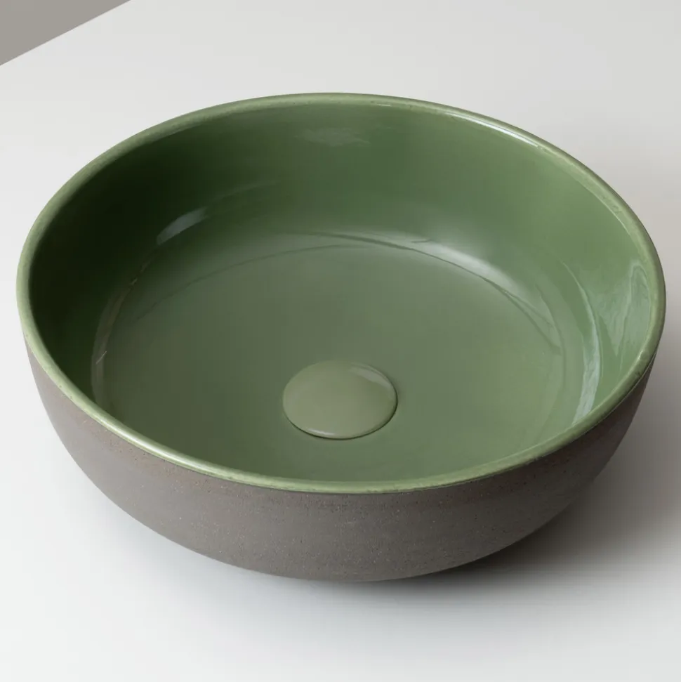 Lavabo Svasato da Appoggio in Raku Scuro Made in Italy - Drip