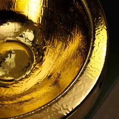 Lavabo tondo da appoggio di design in ceramica gold made Italy Elisa