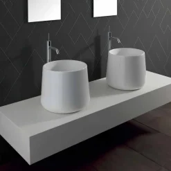 Lavabo Tondo da Appoggio in Ceramica Bianca o Colorata Oliena