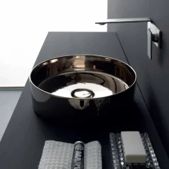 Lavabo tondo da appoggio in ceramica colorata made in Italy