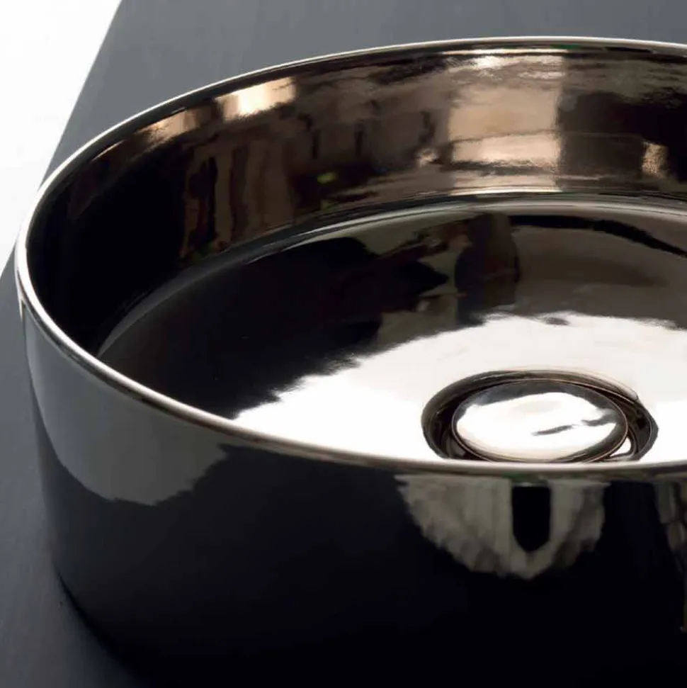 Lavabo tondo da appoggio in ceramica colorata made in Italy