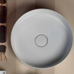Lavabo tondo da appoggio in ceramica moderno Sun Circle diametro 40 cm