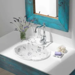 Lavabo tondo da incasso in porcellana classico made in Italy, Santiago