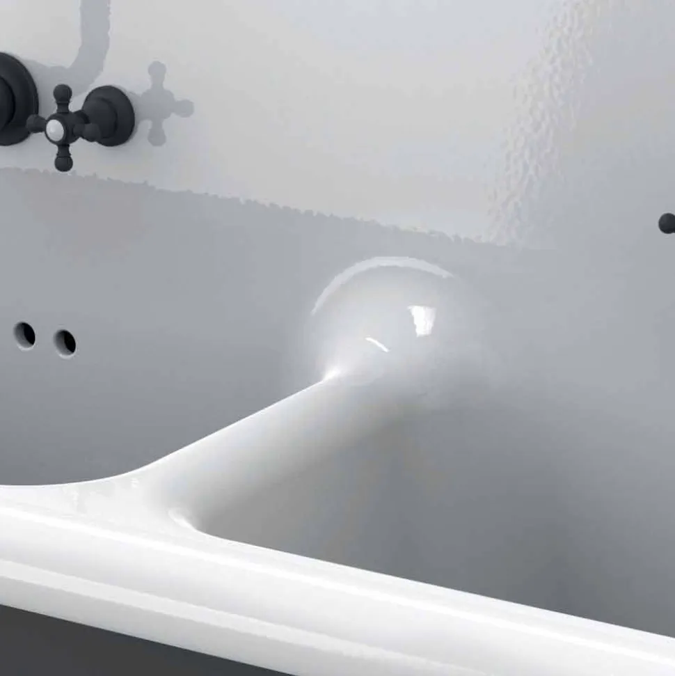 Lavabo vintage da muro a doppia vasca in ceramica di design Jack