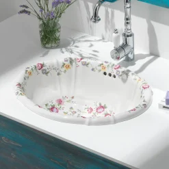 Lavabo Vintage in Porcellana Fuso a Mano con Fiori Made in Italy - Barbera