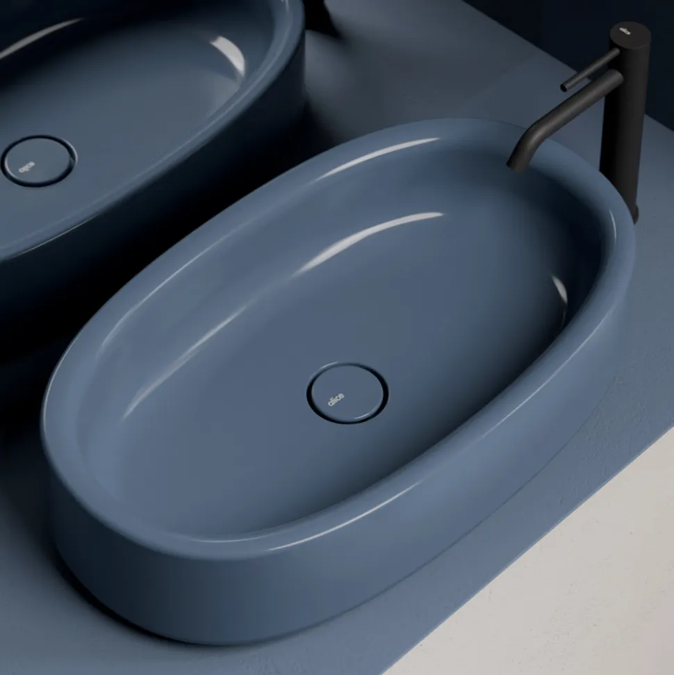 Lavabo 60x35 cm da Appoggio in Ceramica di Diversi Colori Made in Italy - Ragazza