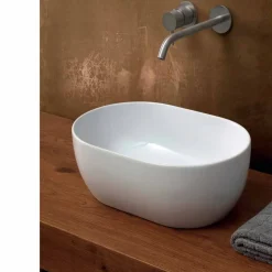 Lavabo 45x32cm in ceramica da appoggio made Italy Star, design moderno