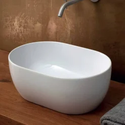 Lavabo 45x32cm in ceramica da appoggio made Italy Star, design moderno