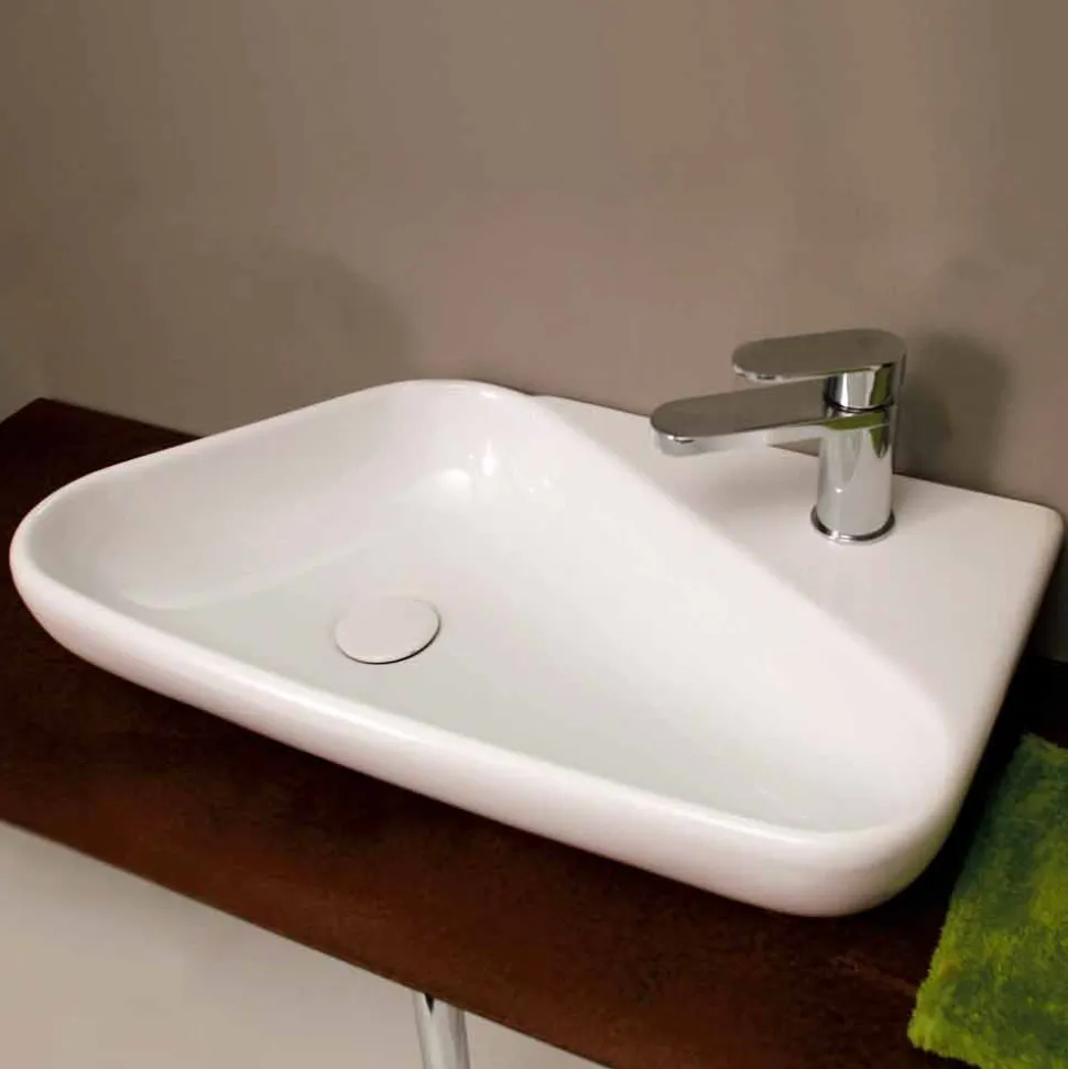 Lavamani da appoggio/sospensione di design ceramica made Italy Sheyla
