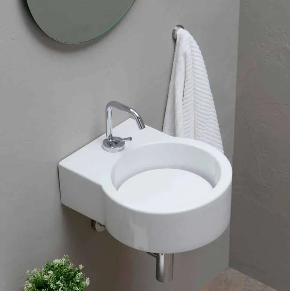 Lavamani di design circolare da appoggio/sospensione made in Italy Tor