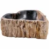 Lavandino da appoggio fatto a mano in legno fossile, Neirone