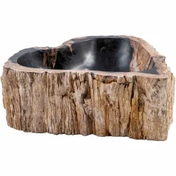 Lavandino da appoggio fatto a mano in legno fossile, Neirone