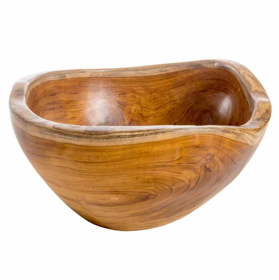 Lavandino da appoggio moderno in legno teak naturale Vigevano