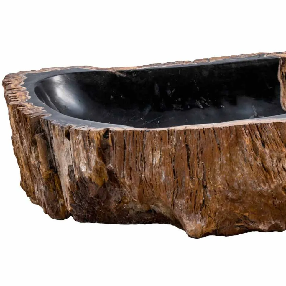 Lavandino da appoggio moderno fatto a mano in legno fossile, Negrar