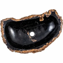 Lavandino da appoggio moderno fatto a mano in legno fossile, Negrar