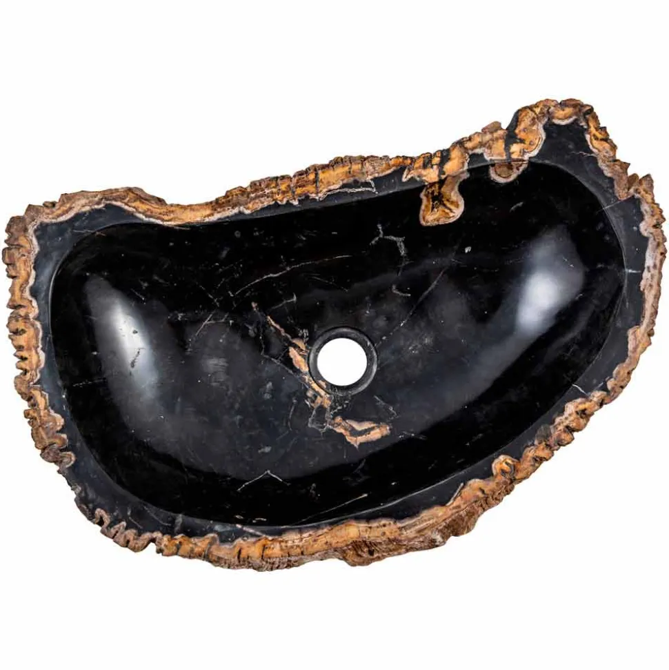 Lavandino da appoggio moderno fatto a mano in legno fossile, Negrar
