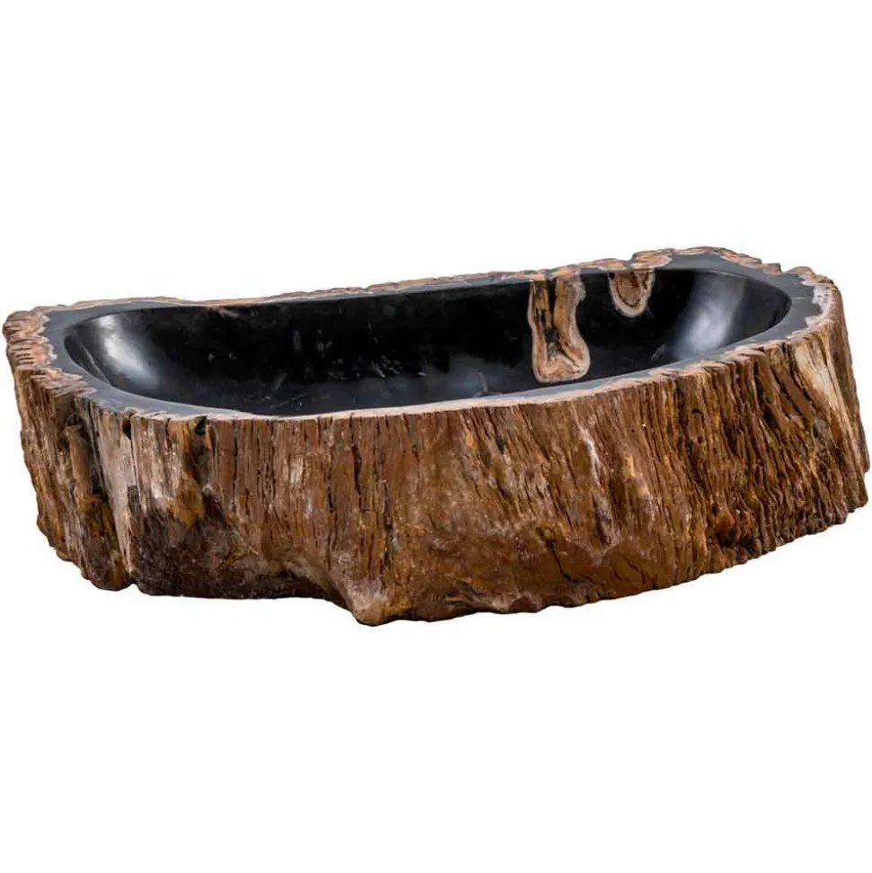 Lavandino da appoggio moderno fatto a mano in legno fossile, Negrar