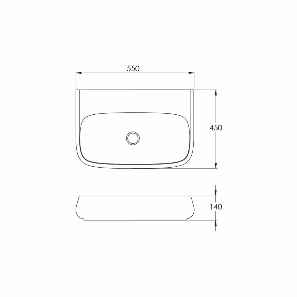 Lavandino da appoggio o sospeso in ceramica L 55cm made in Italy, Gais