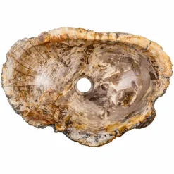 Lavandino da appoggio prodotto a mano in legno fossile, Neviglie