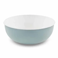 Lavandino da Appoggio Rotondo in Metallo Smaltato Bianco e Azzurro Cielo - Sky