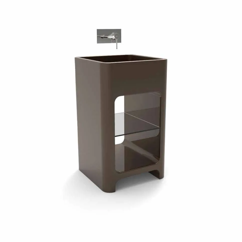 Lavandino freestanding monoblocco moderno fatto in Italia, Tufino