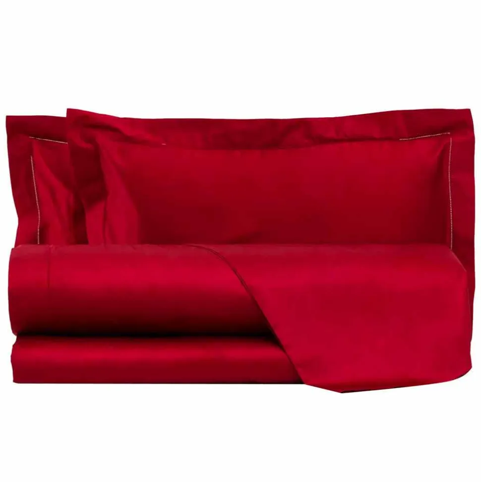 Lenzuola in Raso di Cotone Completo da Letto Matrimoniale Tinta Unita - Fresia