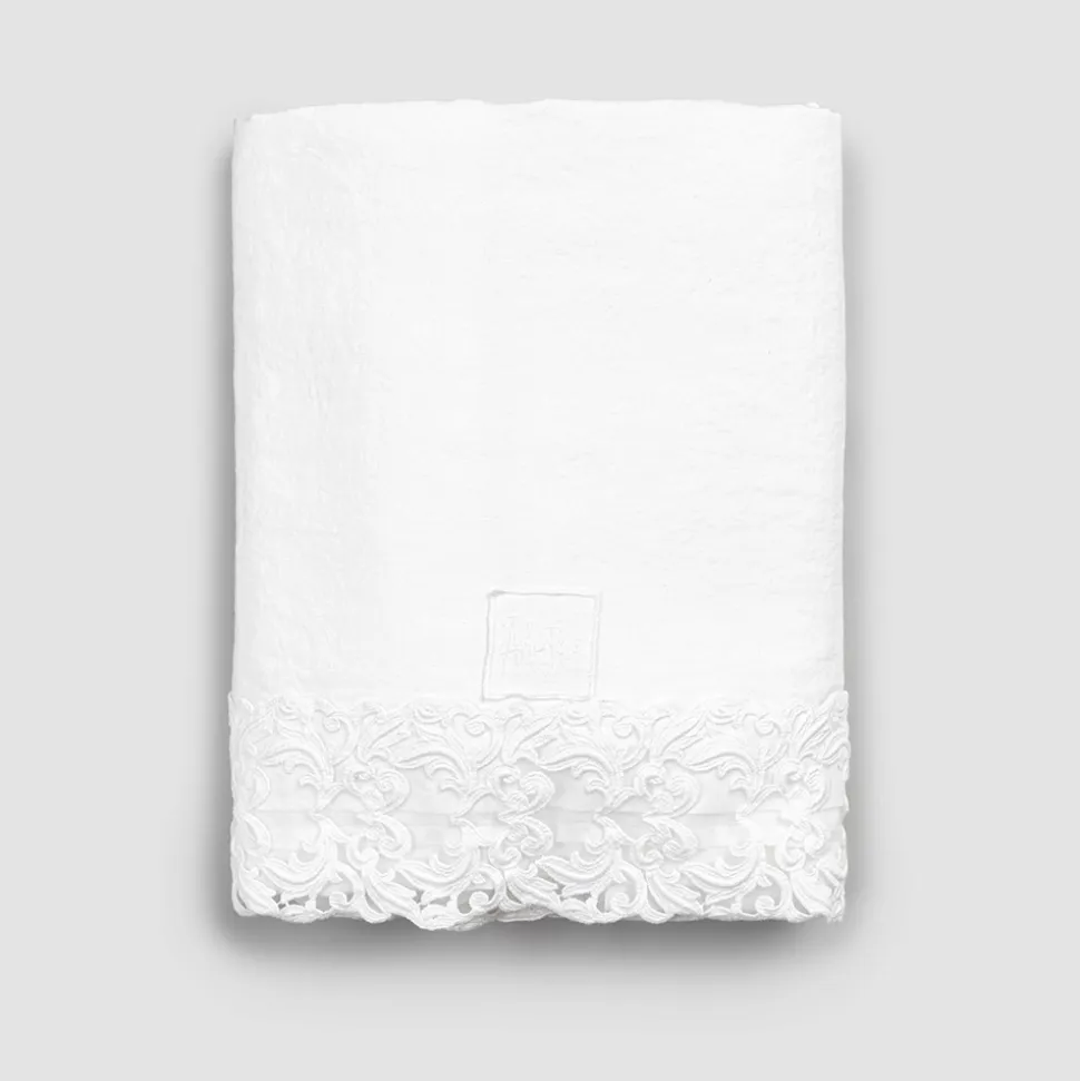 Lenzuolo di Lino Bianco con Pizzo per Letto Matrimoniale Alta Qualità - Fiumana