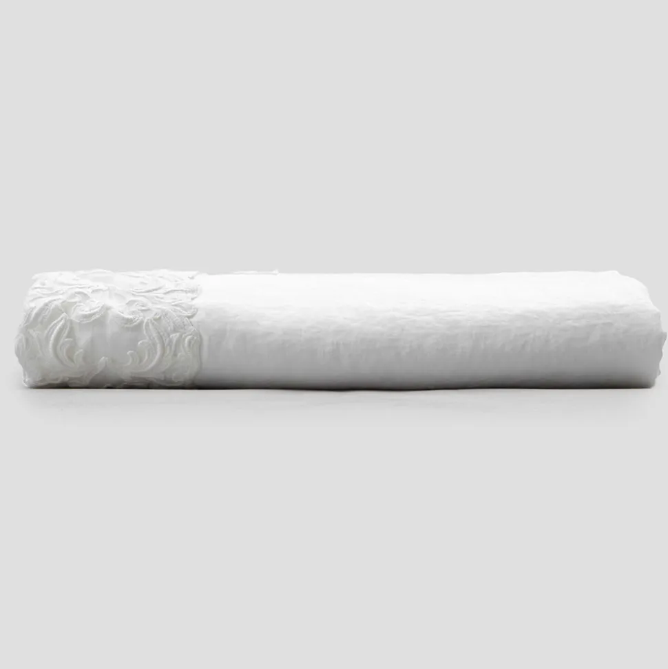 Lenzuolo di Lino Bianco con Pizzo per Letto Matrimoniale Alta Qualità - Fiumana