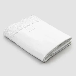 Lenzuolo di Lino Bianco con Pizzo per Letto Matrimoniale Alta Qualità - Fiumana